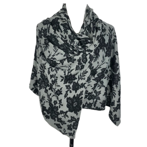 Grey and black blanket scarf